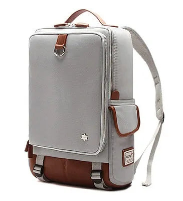 Modern large capacity Oxford cloth backpack in seven colour options showing 30cm width