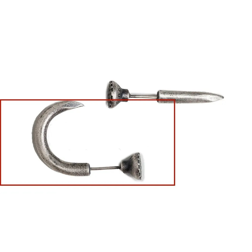 S925 Sterling Silver punk stud earrings with retro nail design in straight and curved styles