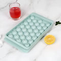 Blue 33-grid round silicone ice cube tray with lid for homemade ice