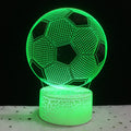 3D acrylic football night light showing colour-changing LEDs on a black ABS base.