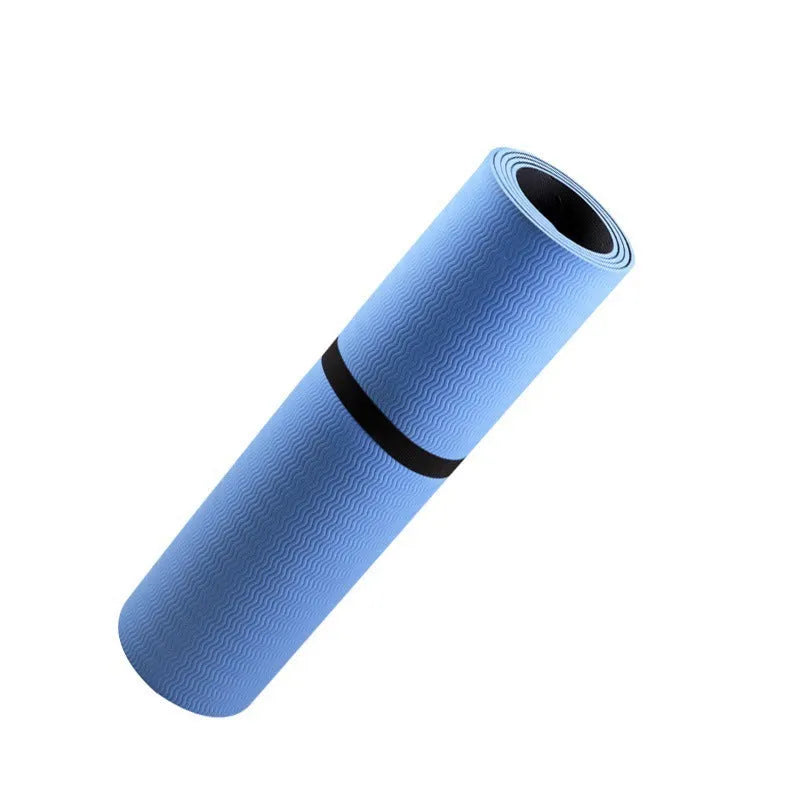 Blue floral pattern conductive yoga mat with grounding wire measuring 182x61cm