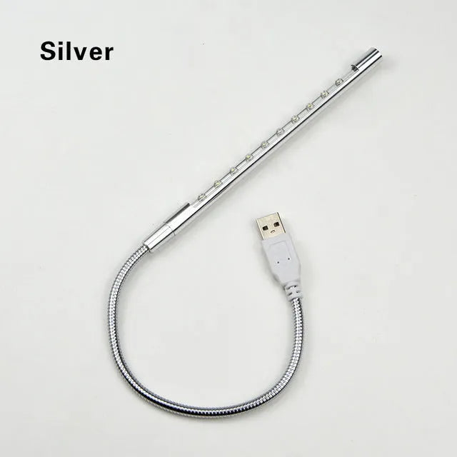 Spiral aluminium USB LED desk lamp in black silver gold blue purple red colours