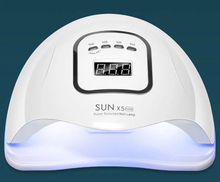 White nail polish dryer lamp with UV and LED dual light source for gel manicures