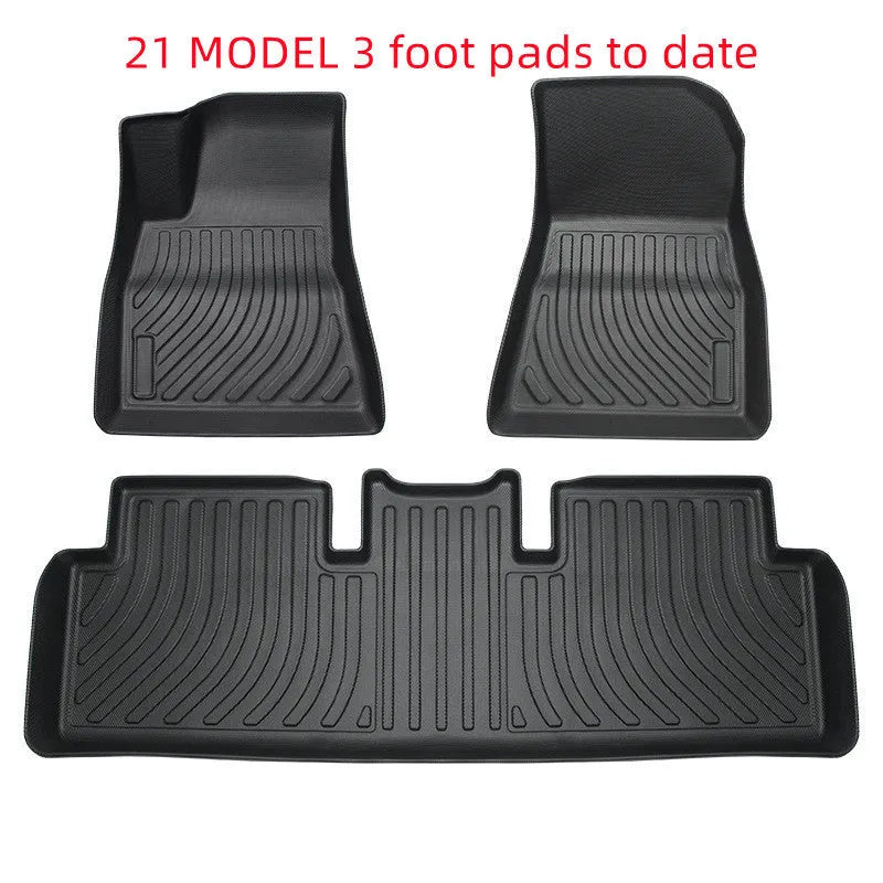 Tesla rubber floor mats with TPE footrest for Model 3, Y, S, and X vehicles