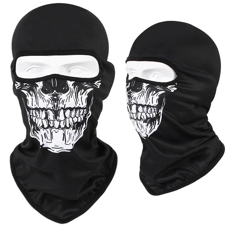 Motorcycle breathable skull sun mask with Bakool silk fabric in 36*29 cm size