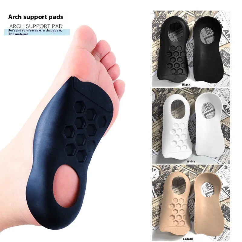 Varus correction arch support insoles in three colours with TPR construction