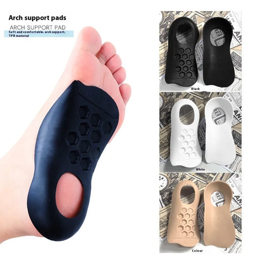 Varus correction arch support insoles in three colours with TPR construction