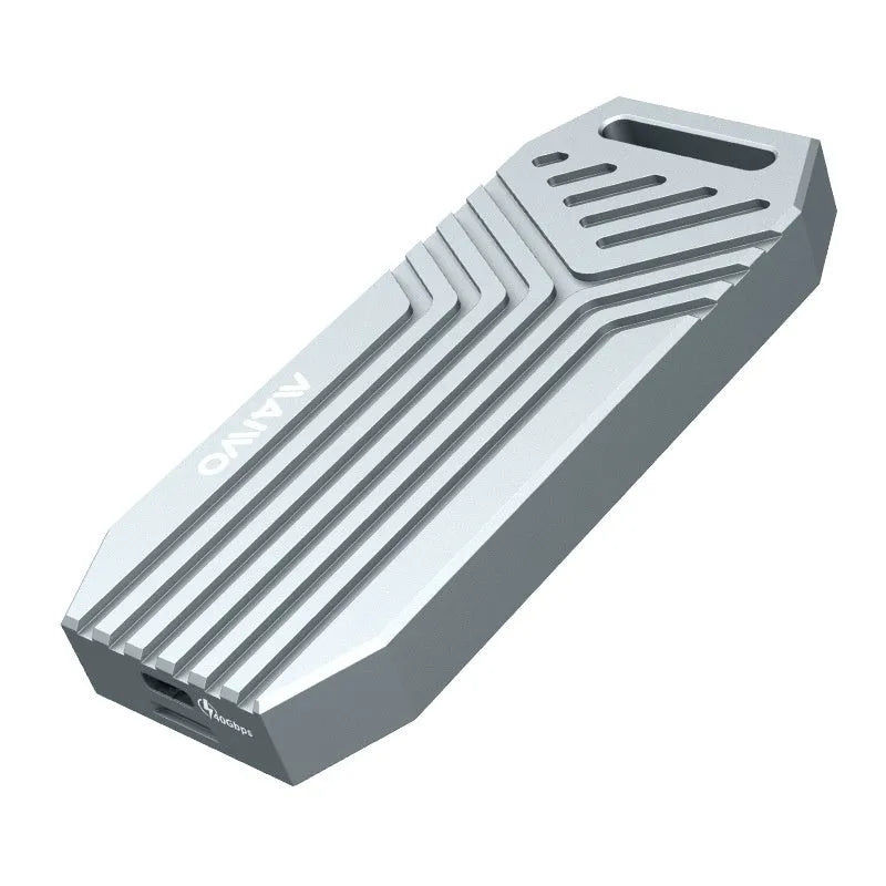 Aluminium Thunderbolt 4 M.2 NVMe SSD external enclosure in silver and grey colour options.