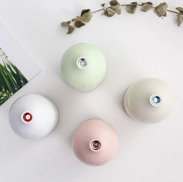 White ultrasonic aromatherapy diffuser humidifier with LED light, 300ml capacity, 80mm cube design