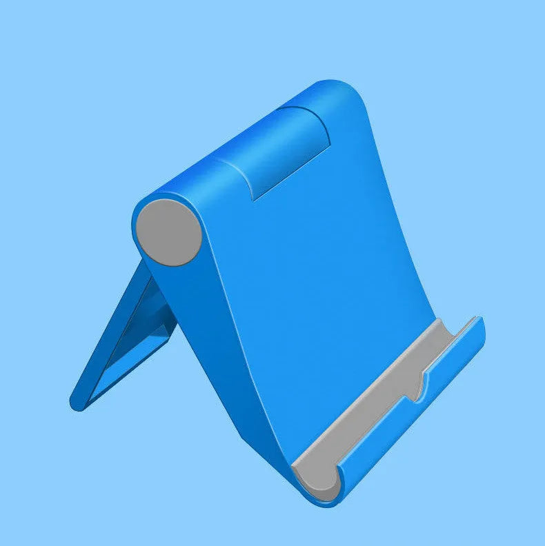 Black PE folding phone and tablet stand shown at an angle on a white background.