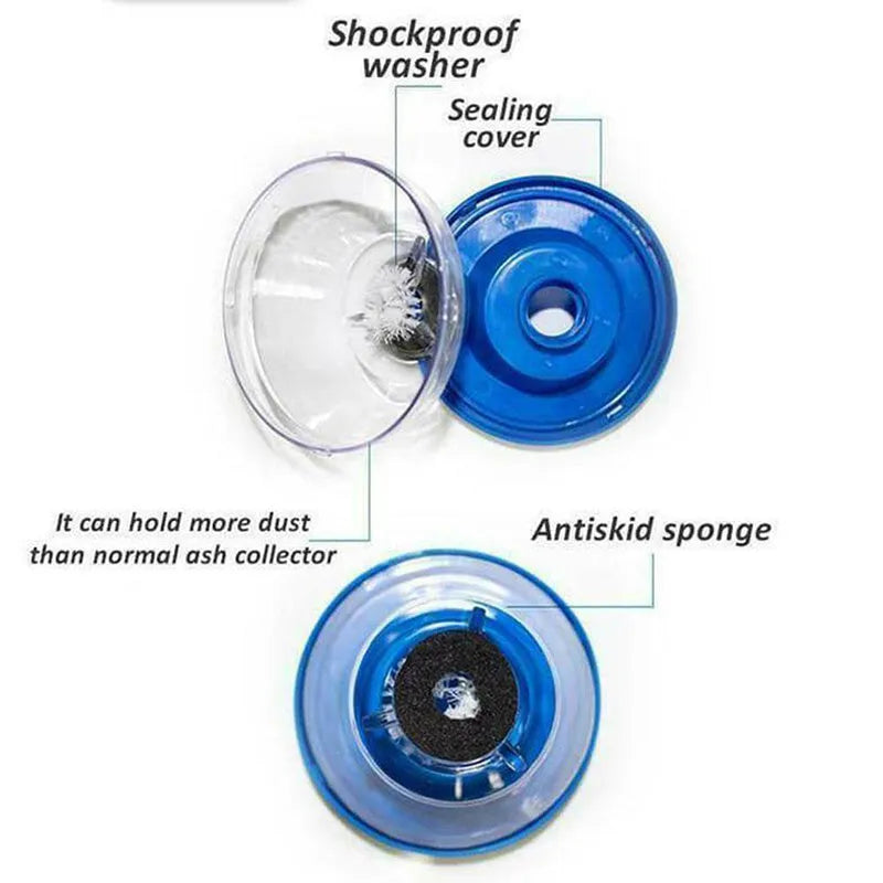 Blue bowl-shaped electric hammer dust cover for drills, showing non-slip sponge and PVC gasket.