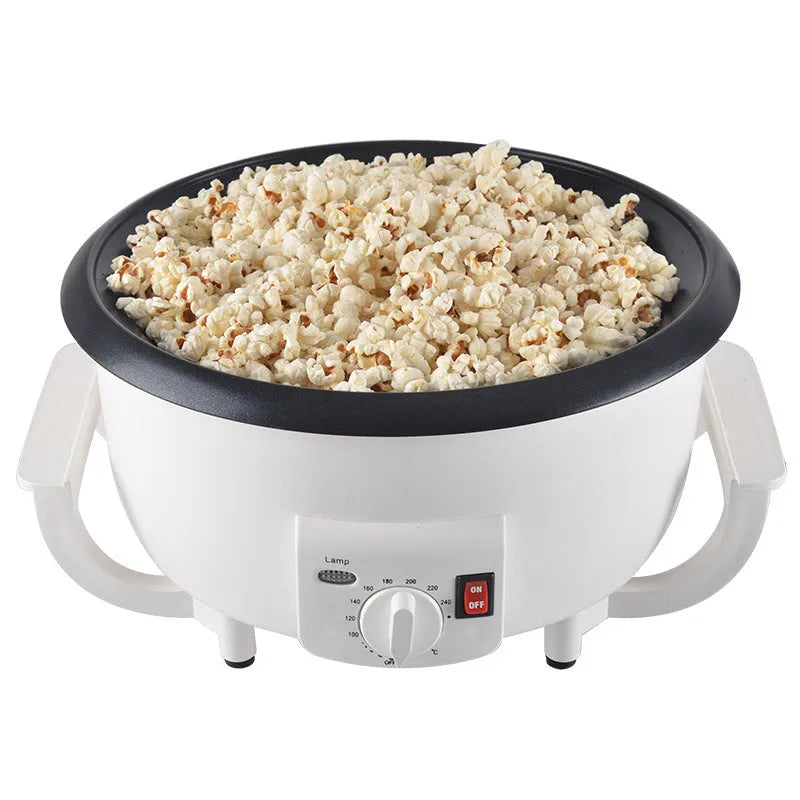 Oblate white coffee roasting machine with a 225mm base for home bean roasting.