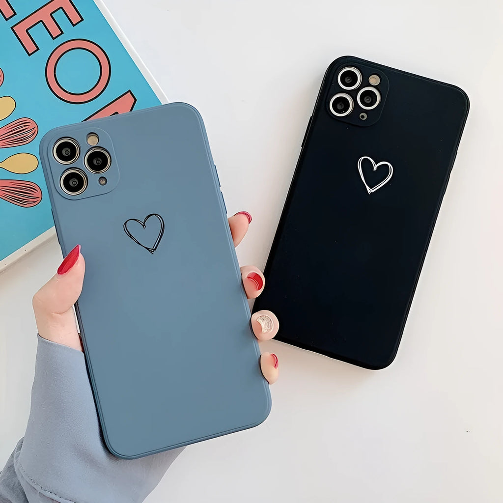 Silicone TPU phone case for Apple iPhone in solid colours black, green, pink, purple, red, white, grey, light green.