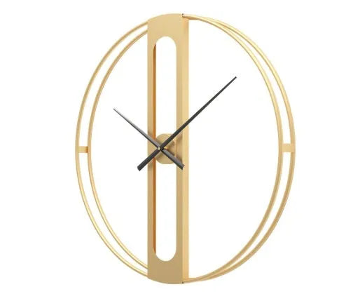 50cm round metal wall clock in black or gold finish with clear hour markers