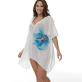 White plus size beach cover-up blouse for women with loose fit sun protection