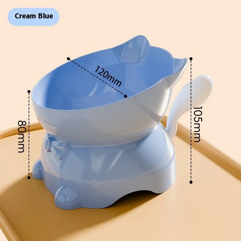 Stainless steel oblique anti-fall cat bowl in choice of colours on a non-slip base.