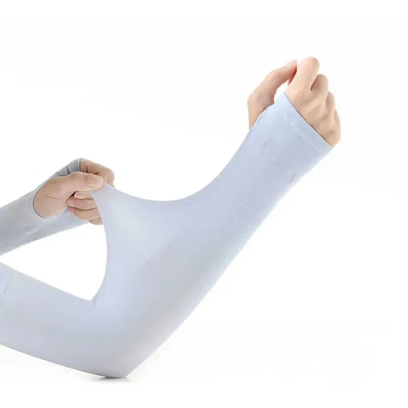 Open finger sun protection driving oversleeves in five colours with cooling nylon fabric