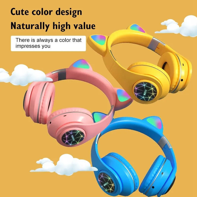 Wireless Bluetooth sports headphones with cat ear design in six colour options