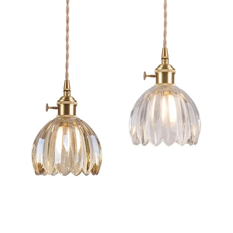 Vintage glass flower chandelier in Nordic style for bedroom bedside lighting
