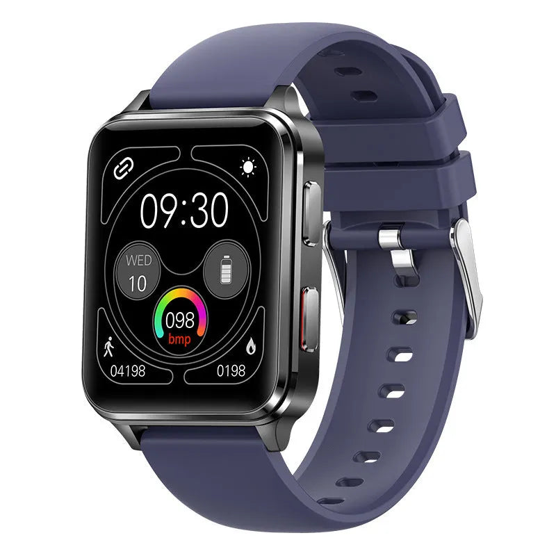 Multi-sport smartwatch with 1.70-inch tempered glass screen and silicone wristband showing fitness tracking interface