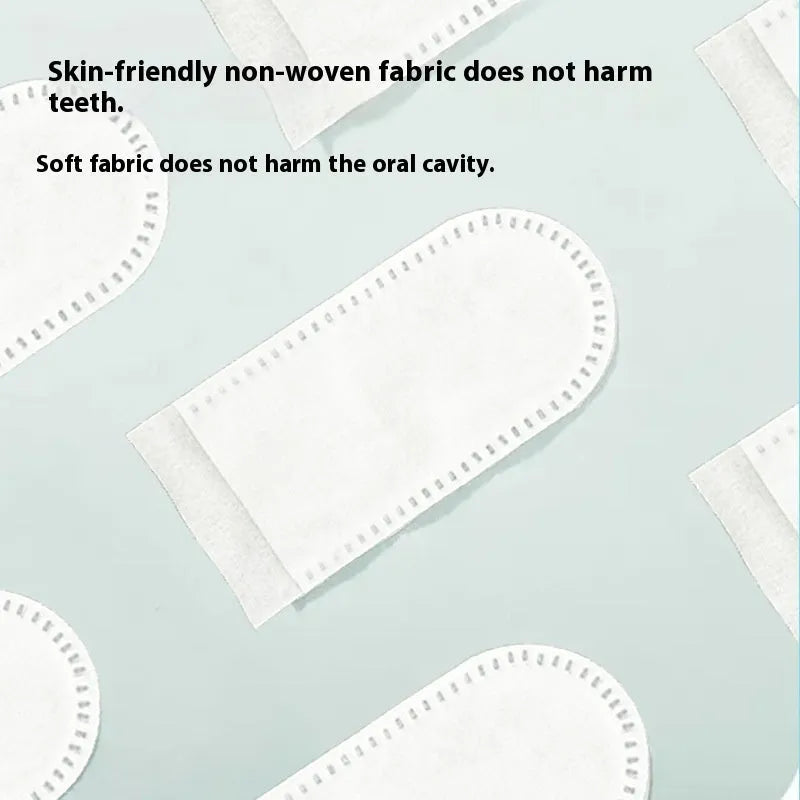Pack of 50 white non-woven pet dental finger stalls for cleaning cat and dog teeth.