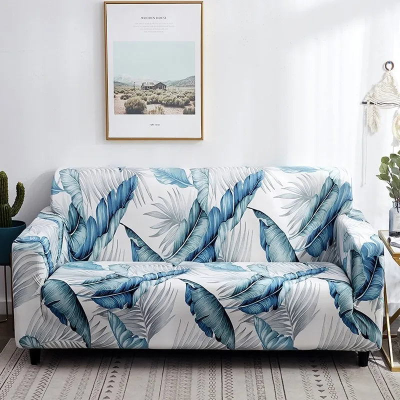 Elastic all-inclusive polyester sofa cover with striped pattern in multiple colours