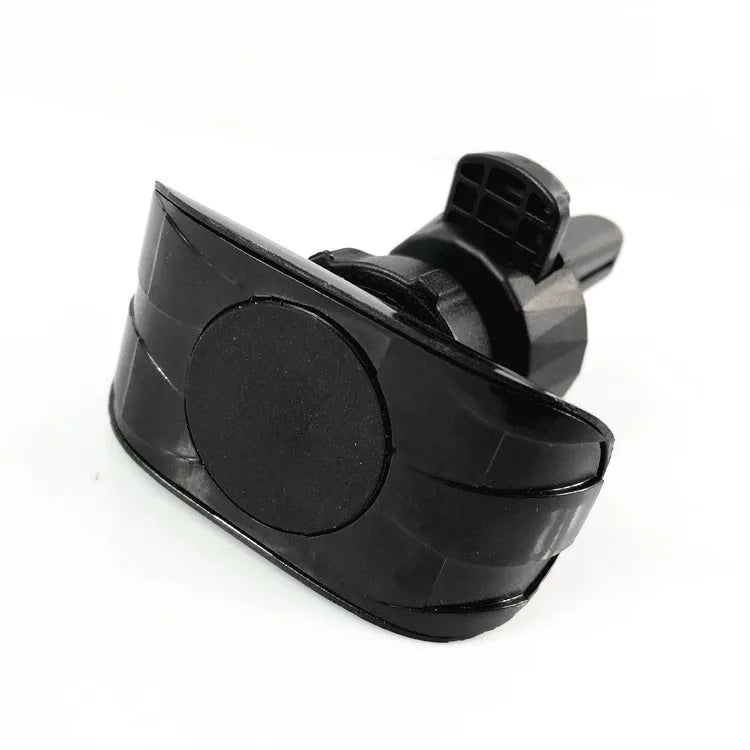Glossy black car phone holder with air vent clip mount and adjustable smartphone cradle