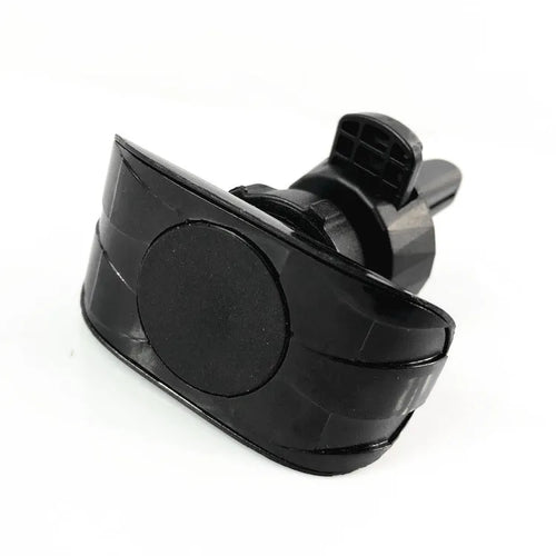 Glossy black car phone holder with air vent clip mount and adjustable smartphone cradle