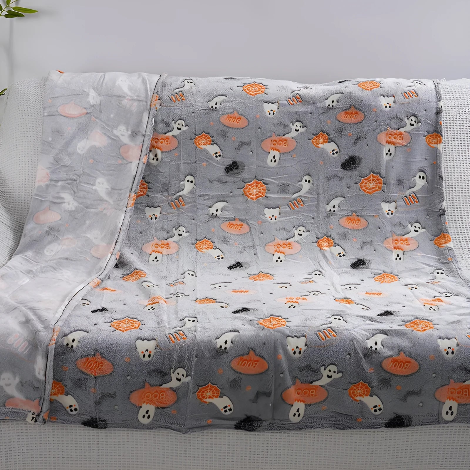 Children's flannel blanket with cartoon design used as air conditioner cover