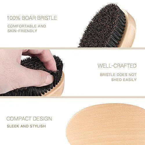 Natural boar beard brush with 1.8cm boar bristles, 11.3 by 6 by 3.3cm