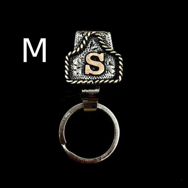 Handmade metal cow tag keychain with belt clip in a choice of 26 colours.