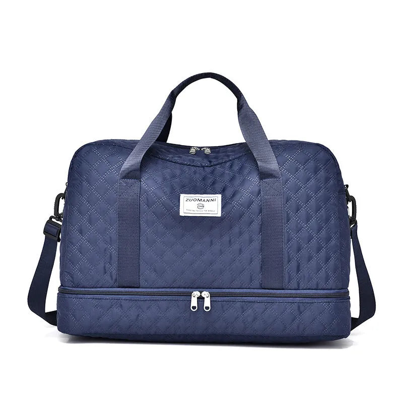 Oxford cloth leisure travel bag with 36-55 litre capacity in street trend style with sewing thread details