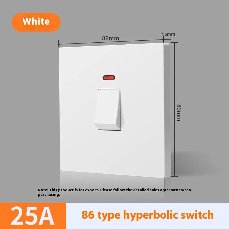 Curved rack wall switch with light panel indicator for water heater and air conditioner control