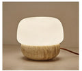 Cream coloured retro style bedside lamp with button switch, measuring 18x17cm