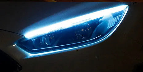 Car LED daytime running light strip with flowing turn signal function in silicone waterproof housing