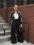 Street hipster two-piece sweater set with striped pattern in multiple colour options