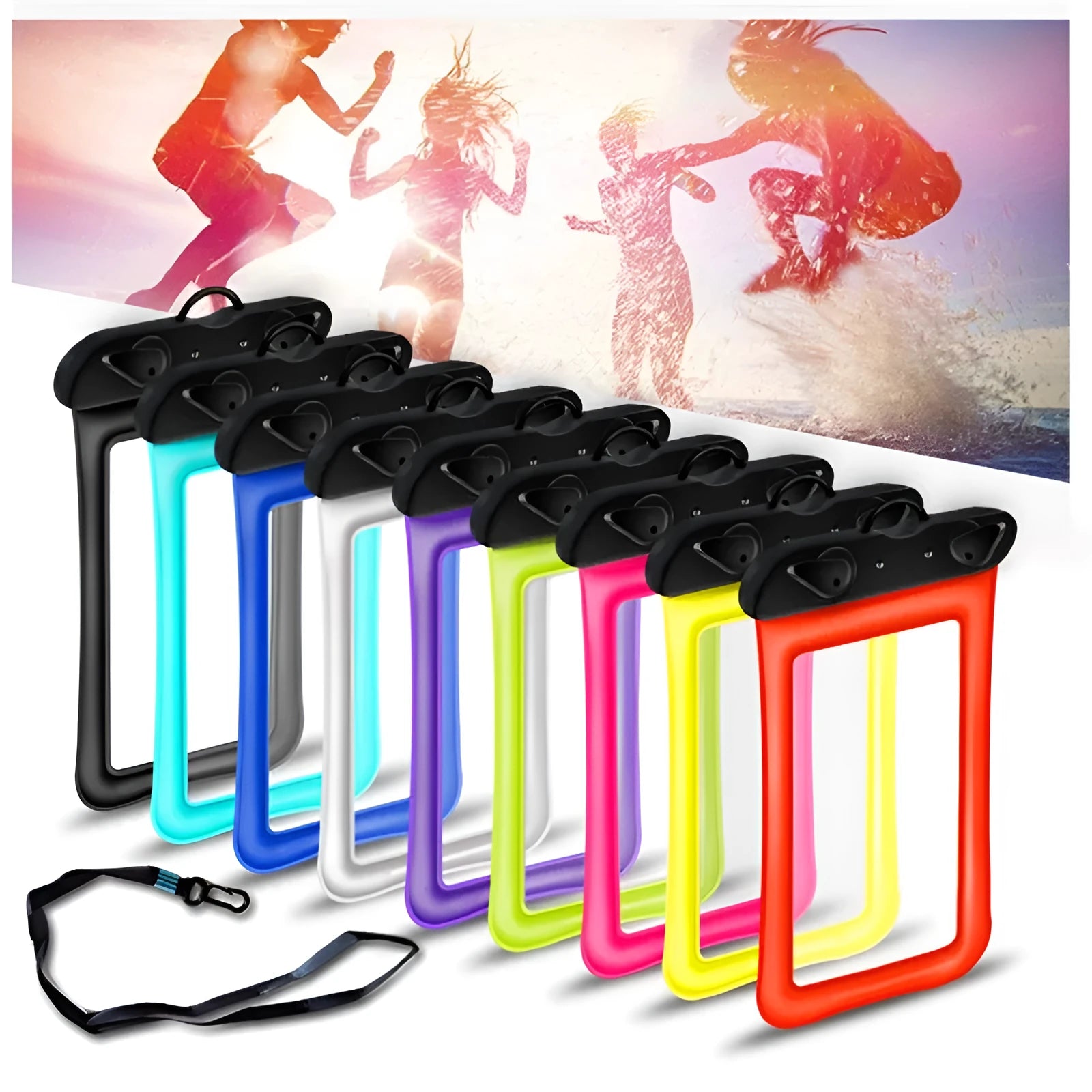 Waterproof phone pouch with 45cm rope in various colour options