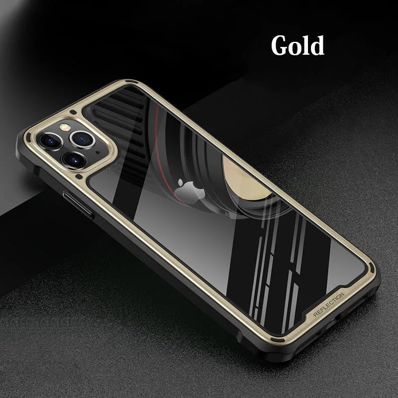 Transparent silicone phone case for iPhone 11 Pro Max in silver colour showing back and side view.