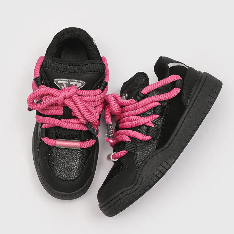 Casual lace-up shoes with thick rubber sole and breathable mesh upper in multiple colour options