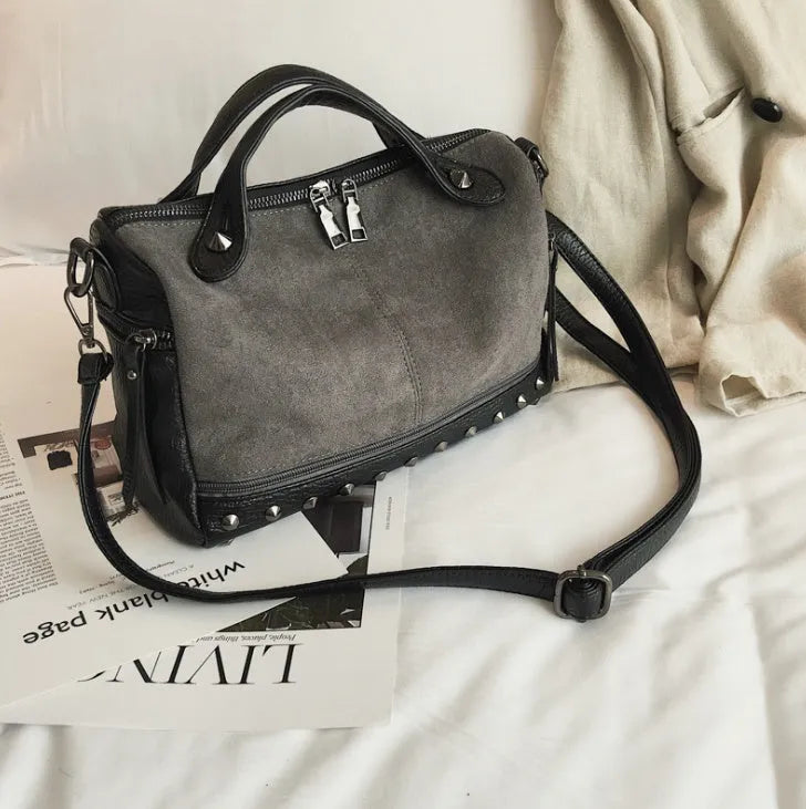Soft PU leather women's tote shoulder bag in black, brown, or grey colour, showing large capacity and shoulder straps.