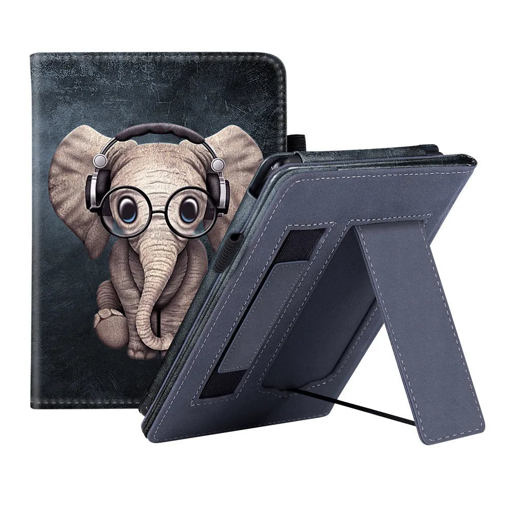 Kindle Paperwhite 11 fabric case with wrist strap bracket in calf leather construction