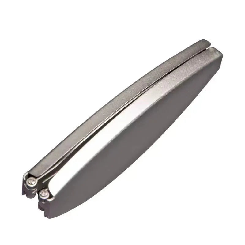 Folding presbyopic reading glasses with retro metal frame shown open and folded in pocket case