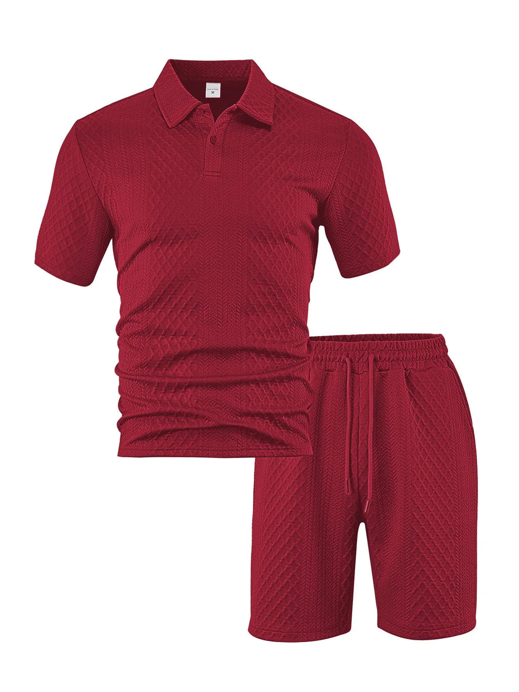 Men's pattern cloth short sleeve suit set in sports leisure style with polo shirt and trousers