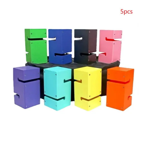 Outdoor team building equipment set with ABS plastic blocks, pull ropes, and connection frame