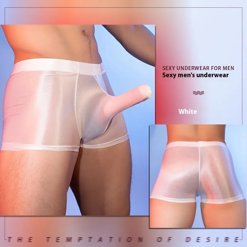 Men's nylon boxer shorts in red with seamless design and mid-waist fit
