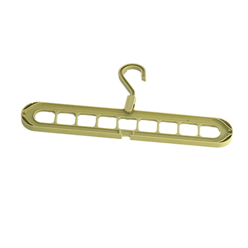 A plastic nine-hole seamless folding hanger for trousers, shown in one of five available colours.