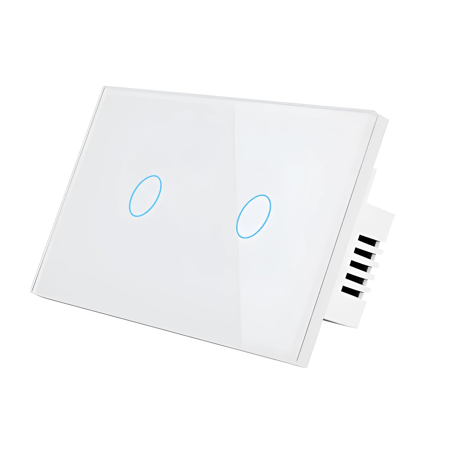 2-gang RF remote control light switch with tempered glass touch panel in black, white or gold finish