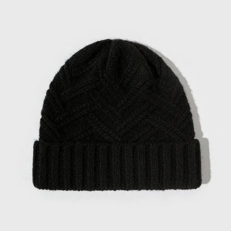 Wool knitted women's hat with dome crown and totem pattern in six colour options