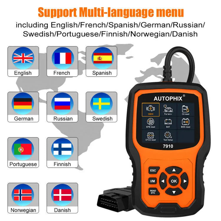 Autophix 7910 BMW diagnostic and OBD2 scanner tool for vehicle fault code reading and system resets