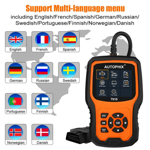 Autophix 7910 BMW diagnostic and OBD2 scanner tool for vehicle fault code reading and system resets